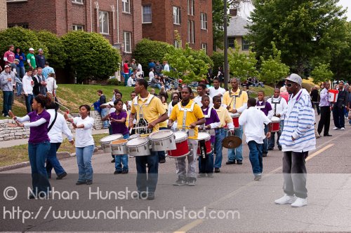 A marching band performs at Grand Old Day on 7 June 2009